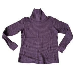 Lululemon purple stripe cowl neck reversible women's sweater pullover size 6